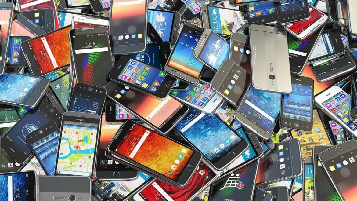 a pile of mobile phones