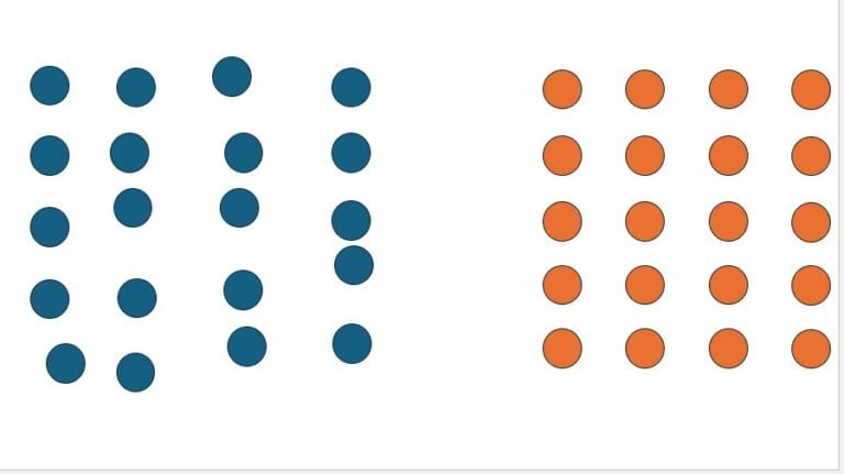 Blue and orange dotted geometric patterns for P cubed presentations.